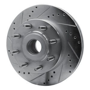Ford F-250 Super Duty Brake Rotor (1) - Front Left - R1 Concepts - Drilled & Slotted - Silver - `05-`07